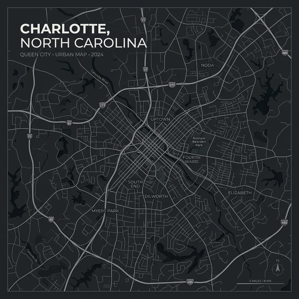 Map of studio locations in Charlotte, NC